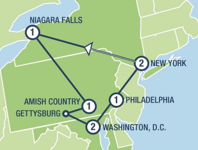 Map showing the Tour regions